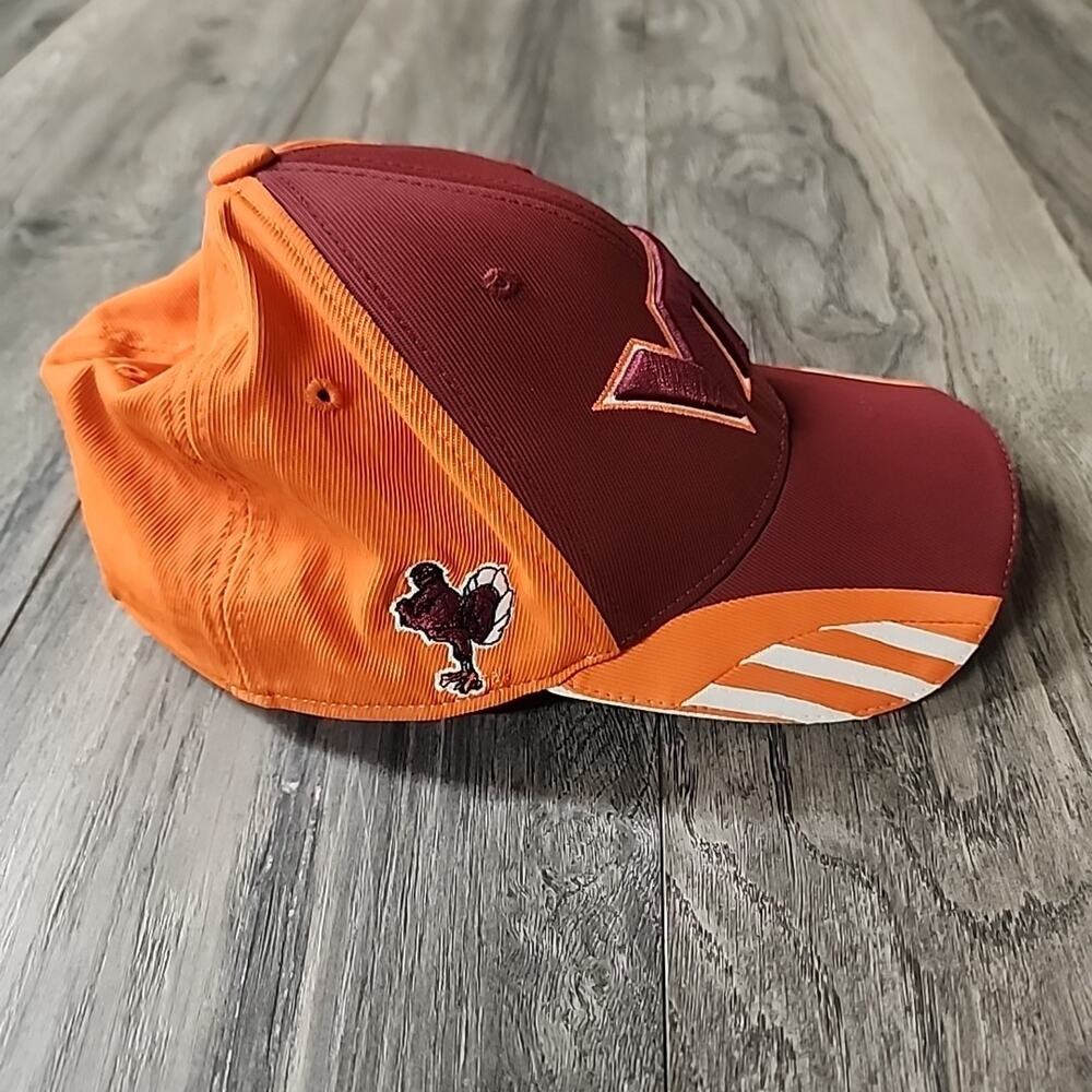 Adidas Virginia Tech Mens Hat Cap One Size Adjustable Red Orange - Picture 4 of 6